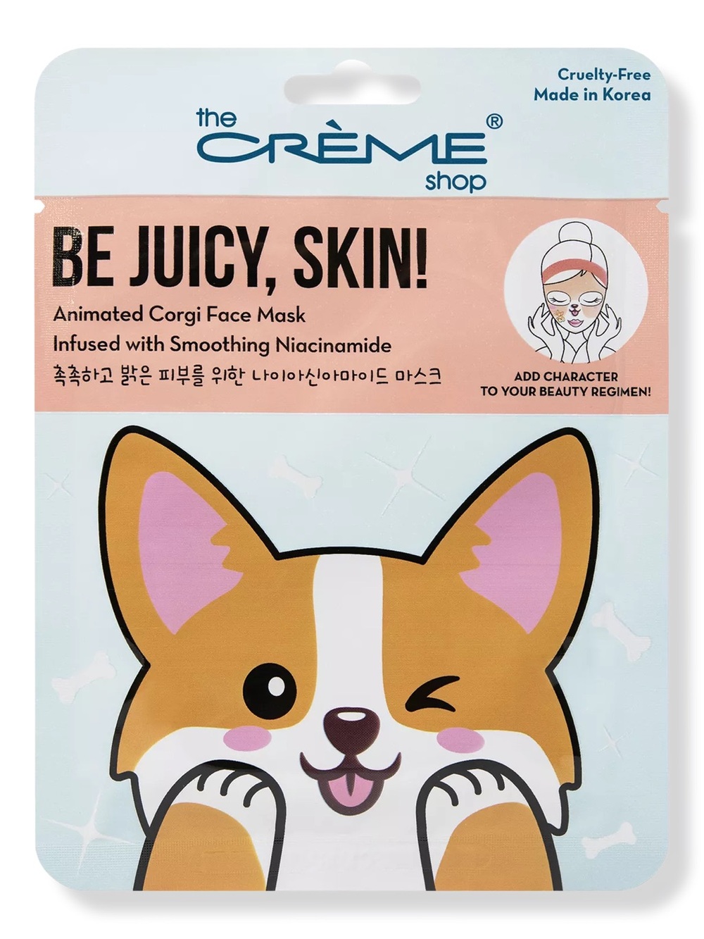 Set of 6 the CRÈME Shop Be Juicy, Skin! Animated Corgi Face Mask